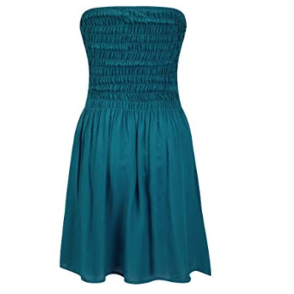 NWT Women's Solid Tube Top Beach Mini Dress - Picture 2 of 2